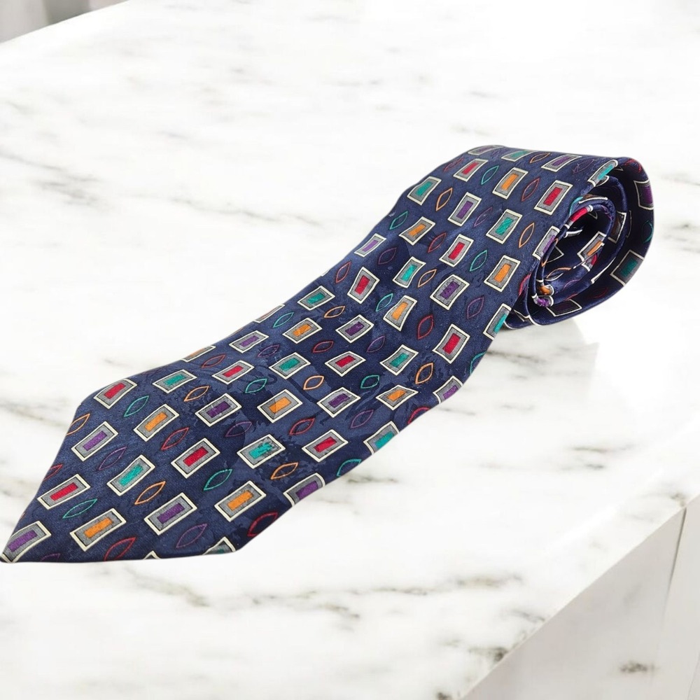 Vintage Givenchy Monsieur Mens‎ Silk Tie Geometric Printed Made in USA Necktie